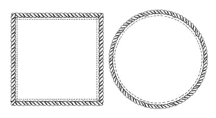 Wall Mural - simple doodle frames set, marine style