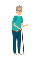 Poster - old man with cane character