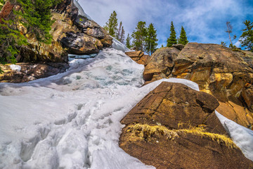 Beautiful Spring Hike to Frozen Ouzel Falls in Rocky Mountain National Park in Colorado 