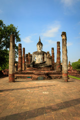 buddha statue at sukhothai historical park in thailand., tourism, world heritage site, civilization,