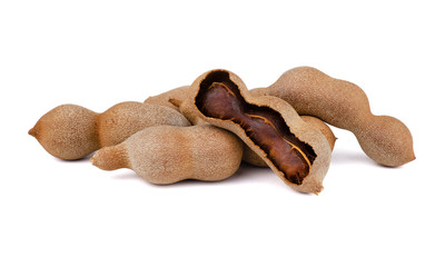 Wall Mural - Fresh tamarind isolated on white background.