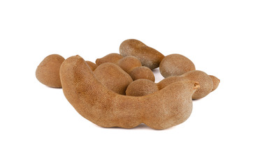 Wall Mural - Fresh tamarind isolated on white background.