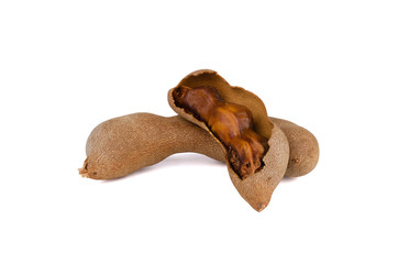 Wall Mural - Fresh tamarind isolated on white background.