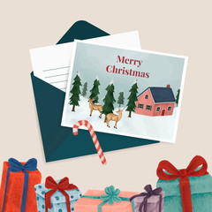 Poster - Christmas postcards and presents