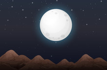 Nightime With Moon Scene