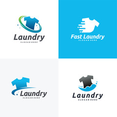 Laundry Logo designs, Cloth Wash logo designs concept vector template