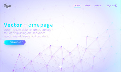 Wall Mural - Lilac web homepage template with buttons and abstract network pattern.