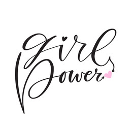 Wall Mural - Girl power typographic print. Calligraphy poster design. Feminist t-shirt template. Typograpy printable vector.