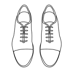 Sticker - isolated, top view of men's shoes with laces sketch