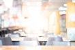 © zephyr_p - Abstract blur empty tables and chairs in cafeteria or food court of department store. Blurred canteen dining hall with defocused effect. Background or backdrop for restaurant eating space concept