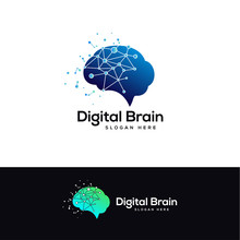 Digital Brain Logo Designs Template, Smart Technology Logo Designs Concept