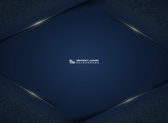 Wall Mural - abstract gradient dark blue luxury technology with gold glitters template background. illustration v