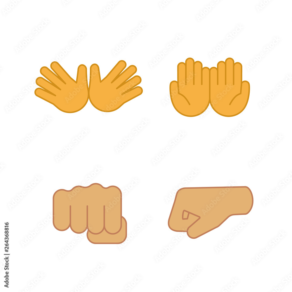 Hand gesture emojis color icons set Stock Vector | Adobe Stock