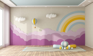 Wall Mural - Playroom with decoration on background wall