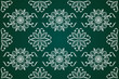 Floral seamless pattern hand drawn traditional ornament decoration mixed with victorian style. Geometry each side for fashion fabric, knit, textile, batic. Green background.