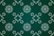 Elegant seamless pattern hand drawn traditional ornament decoration mixed with victorian style. Geometry each side for fashion fabric, knit, textile, batic. Green background.
