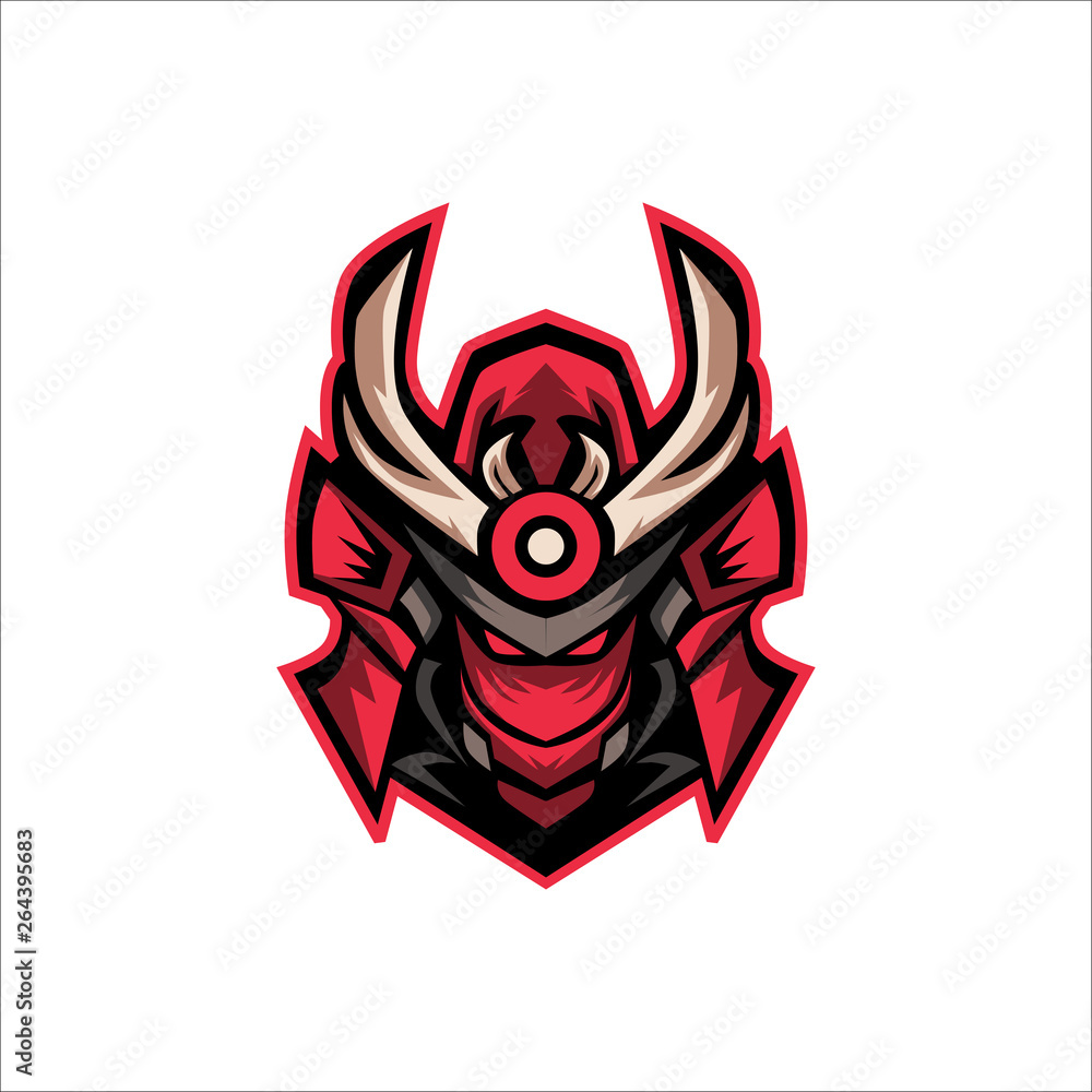 samurai e sports logo for gaming mascot or twitch Stock Vector | Adobe Stock, image size:1000x1000
