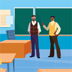 Poster - teachers couple in the classroom characters