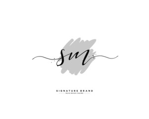 S M SM initial logo handwriting  template vector