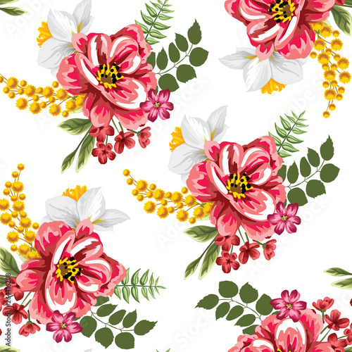 hand draw seamless red color flower vector design