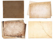 © darkbird - Set of various Old papers and postcards with scratches and stains texture isolated