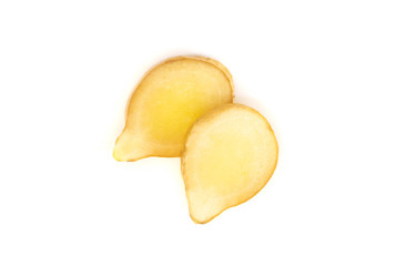 Poster - Fresh ginger root with sliced on white background for herb and medical product concept