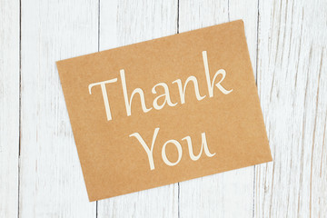 Wall Mural - Thank you text on a brown greeting card
