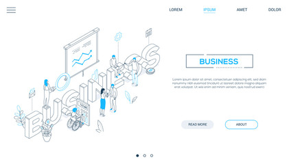 Wall Mural - Business analytics - line design style isometric web banner