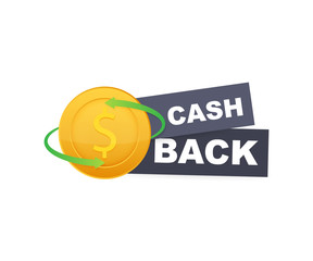 Poster - Cash back icon isolated on white background. Cash back or money refund label. Vector illustration.