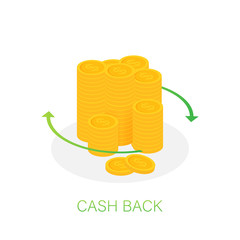 Poster - Cash back icon isolated on white background. Cash back or money refund label. Vector illustration.