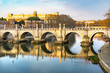 Bernini Angels Ponte Saint Angelo Tiber River Reflection Evening Rome Italy