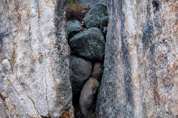 rocks in a crevasse