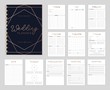 Chic Wedding planer organizer with checklist, wish list, party time etc. Floral diary design for wedding organisation. Vector wedding planer.