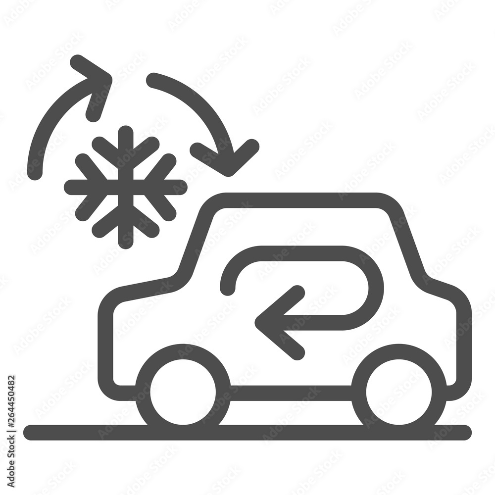 Cooling car system line icon. Auto air conditioning vector illustration isolated on white. Car climate control outline style design, designed for web and app. Eps 10.
