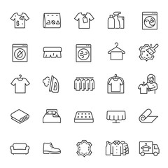 Wall Mural - dry cleaning service, icon set. cleaning process for clothing and textiles, process of cleaning clot