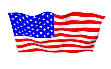 Waving flag of the United States of America. Stars and Stripes. State symbol of the USA. 3D illustration