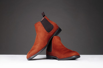 Fashionable red shoes. fashion men's boots