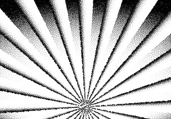 Wall Mural - Abstract sun rays with dotwork retro or tattoo style