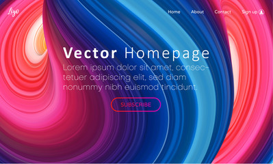 Wall Mural - Web homepage template with buttons and abstract colorful brushstroke design.