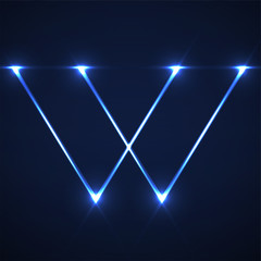 Poster - Abstract letter W with glowing lines. Vector design element