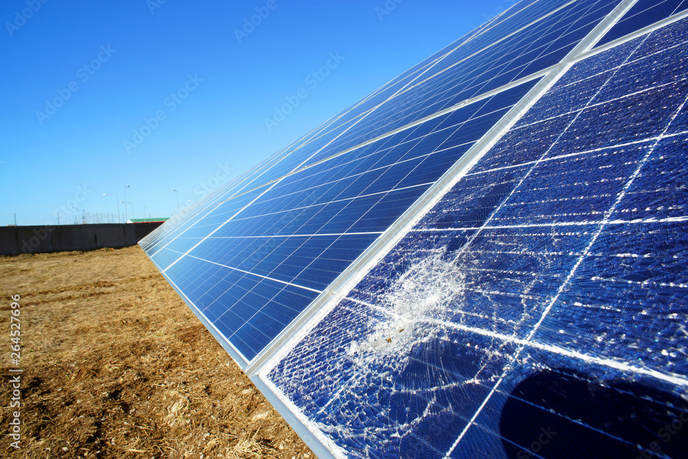 Broken destroyed solar panel Stock Photo | Adobe Stock