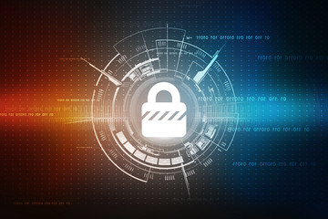 2d illustration safety concept: closed padlock on digital background
