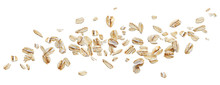 Flying Oat Flakes Isolated On White Background With Clipping Path