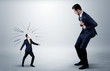 © ra2 studio - Conflict between small masked businessman and big elegant businessman