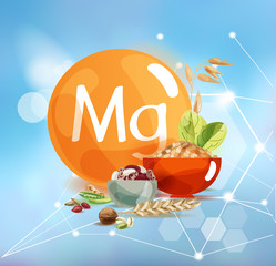 Poster - Magnesium on a modern background with polygonal elements.