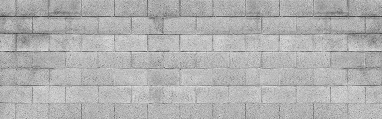 panorama of cement block wall texture and background