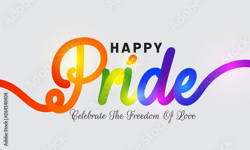 Vászonkép  Stylish colorful lettering of Happy Pride Concept The Freedom Of Love on white background