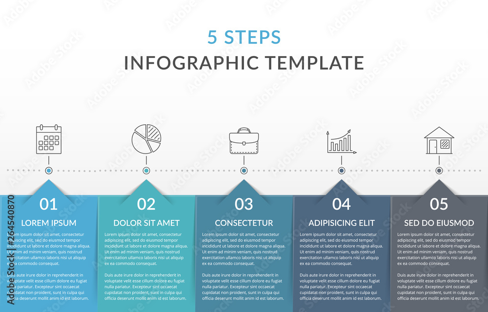 Infographic Template with 5 Steps - obrazy, fototapety, plakaty 