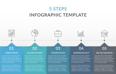 Wall Mural - Infographic Template with 5 Steps