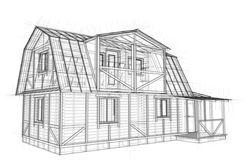 Wall Mural - House sketch. Vector rendering of 3d